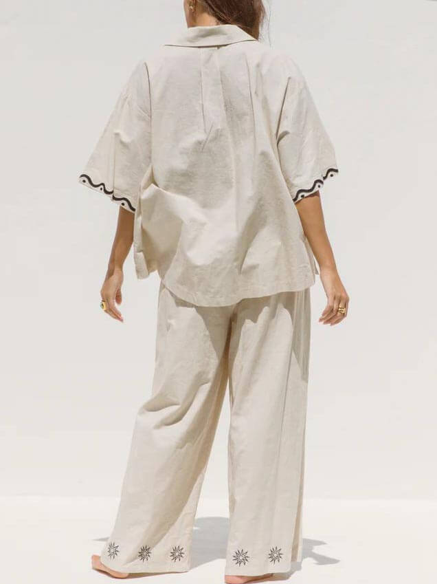 Sunshine Loose Print Oversized Shirt Shorts Set