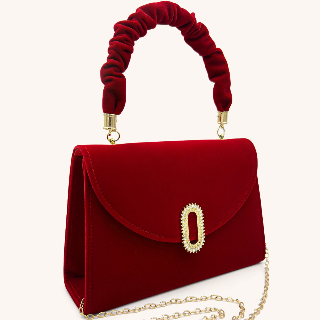 Priscilla Red Velvet Handbag
