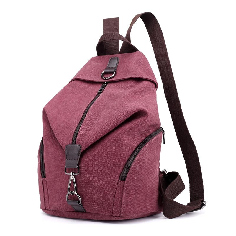 Solid Color Canvas Backpack