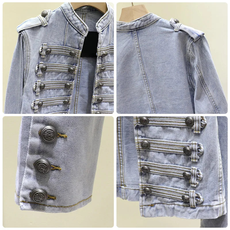 Julane Vintage Military Denim Jacket