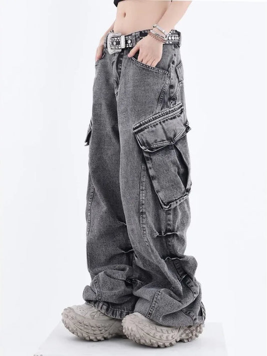 Grunge Cargo Wide Baggy Vintage Oversize Denim Distressed Pant