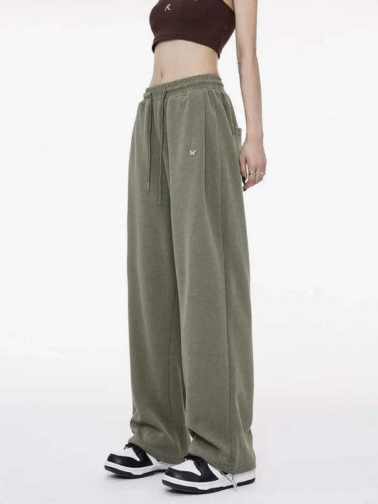 Green Baggy Sweatpants Y2K Hippie Print Jogging Sports Pant