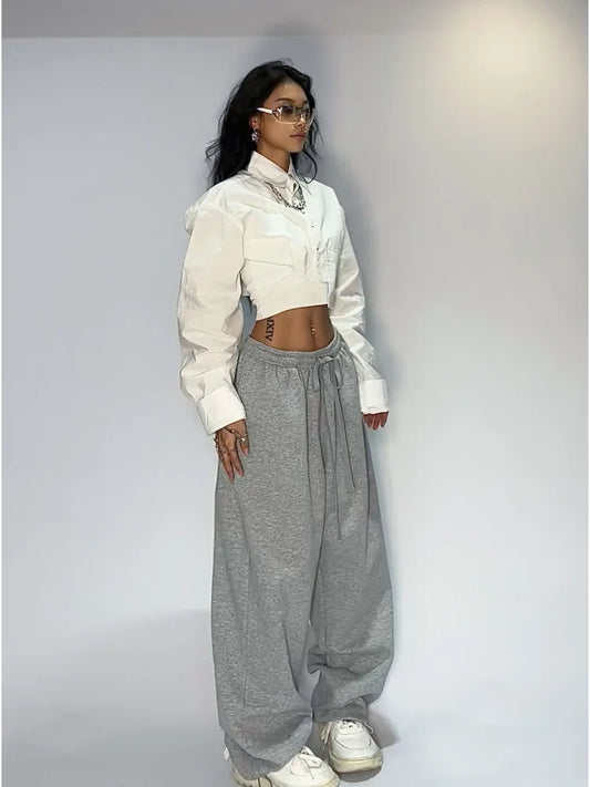 Gray Baggy Jogging Sweatpants Hippie Streetwear Korean Pant