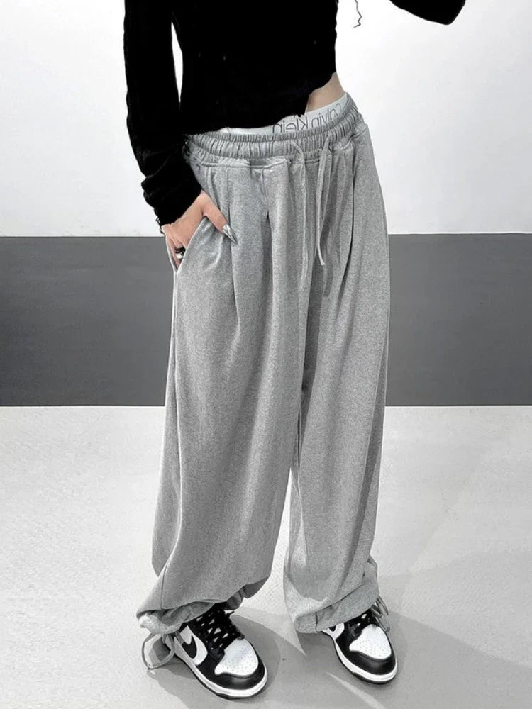Gray Joggers Sweatpants Korean Fashion Oversize Loose Pant