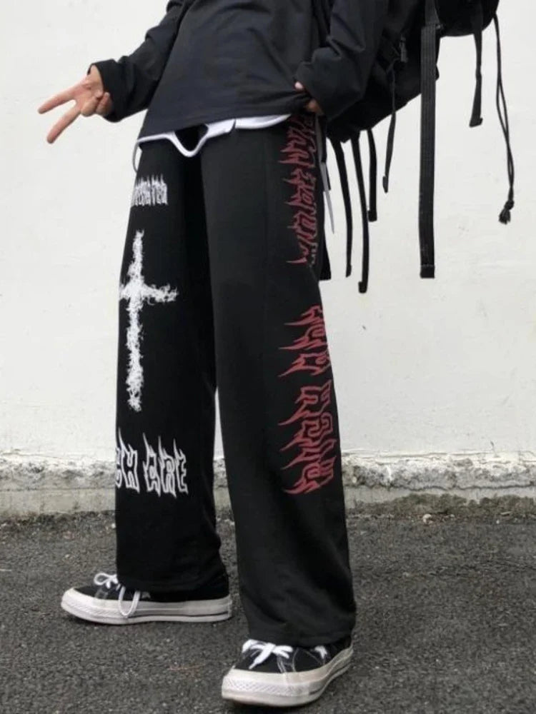 Gothic Wide Harajuku Graffiti Anime Streetwear Loose Pant