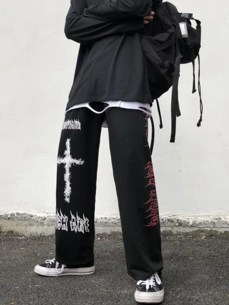 Gothic Wide Harajuku Graffiti Anime Streetwear Loose Pant