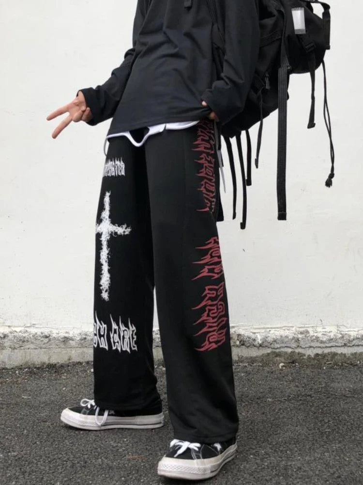 Gothic Wide Harajuku Graffiti Anime Streetwear Loose Pant
