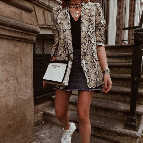 Karina Snake Print Blazer Jacket