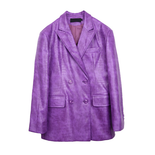 Laura Crocodile Pattern Faux Leather Blazer - 5 Colors
