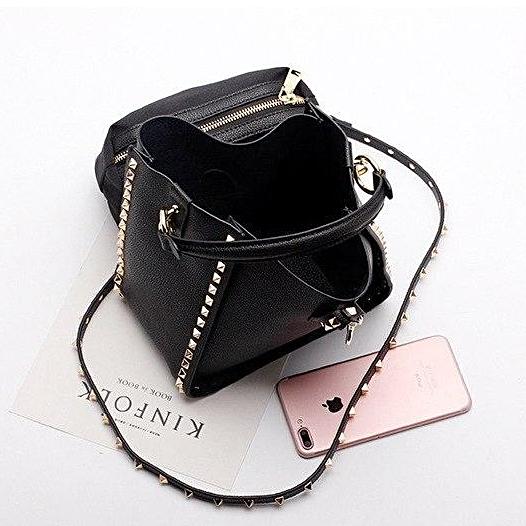 Luxe Riveted Leopard Head Lock Leather Bucket Bag - 7 Colors