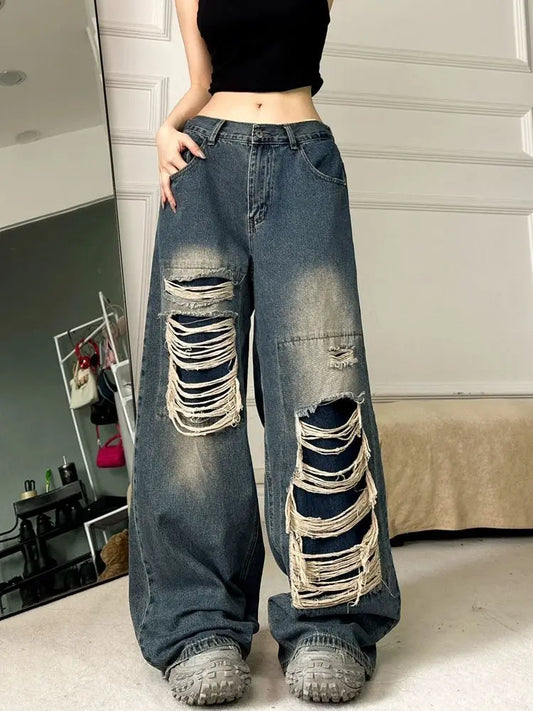 Loose Casual Trend Streetwear Women's Denim Pants Jeans