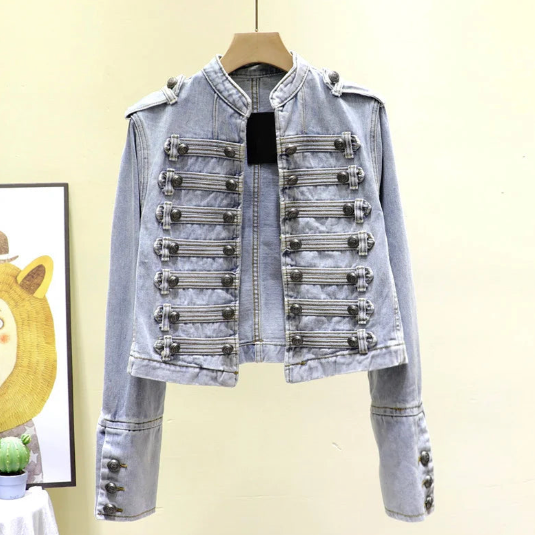Julane Vintage Military Denim Jacket