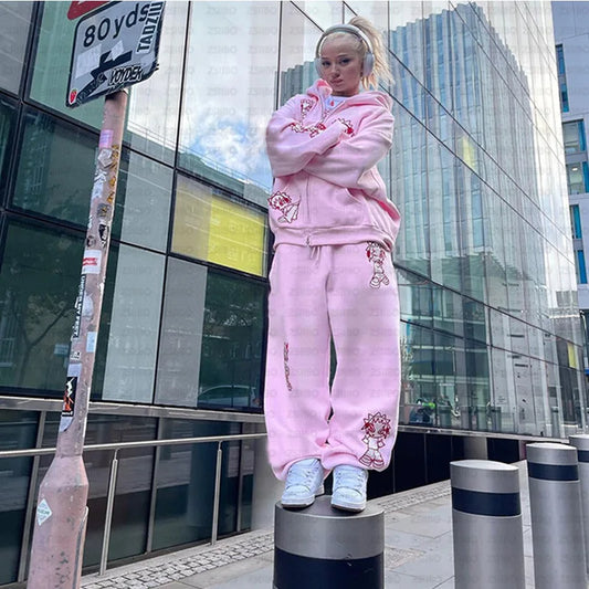 High Street Printed Zipper Hoodie