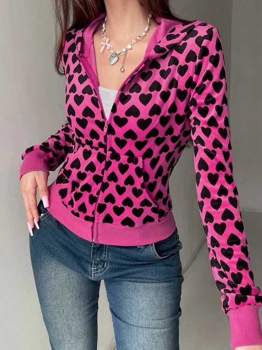 Heart Print Streetwear Hoodie