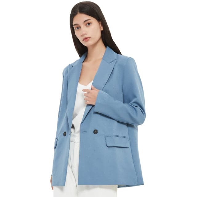 women's blazer jacket casual solid color double-breasted pocket decorative coat